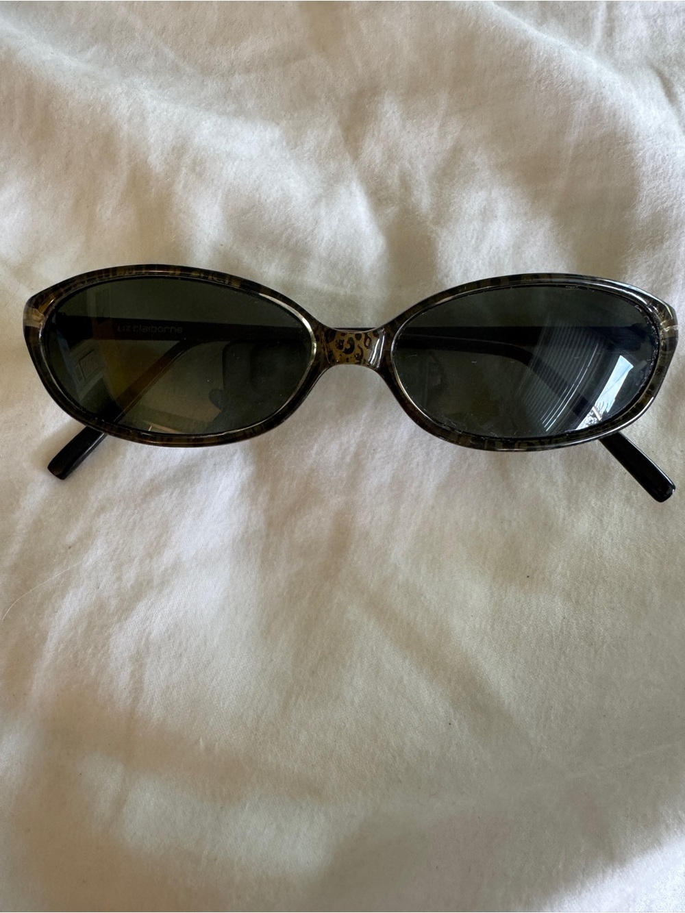 Liz Claiborne Greenish Tortoiseshell Oval Women's Sunglasses